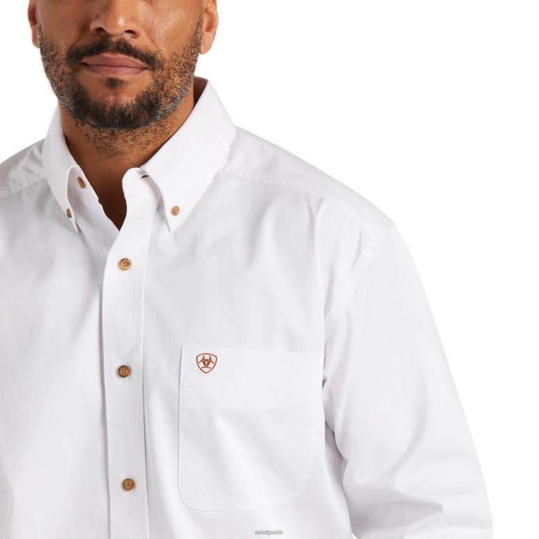RJ66P939 chemise coupe classique en sergé uni Ariat hauts blanc Hommes