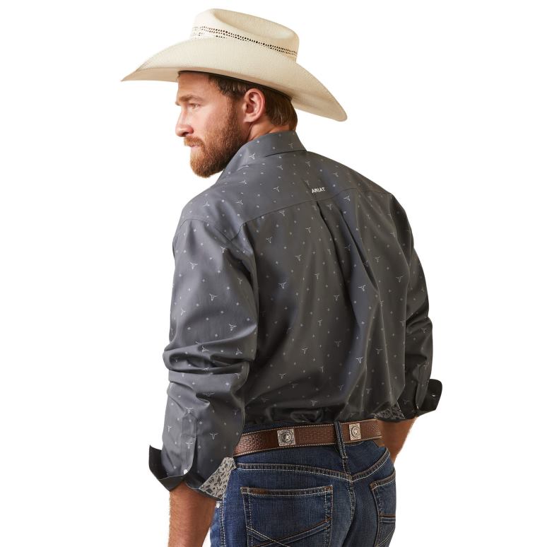 RJ66P944 chemise coupe classique faraz sans plis Ariat hauts ardoise patinée Hommes