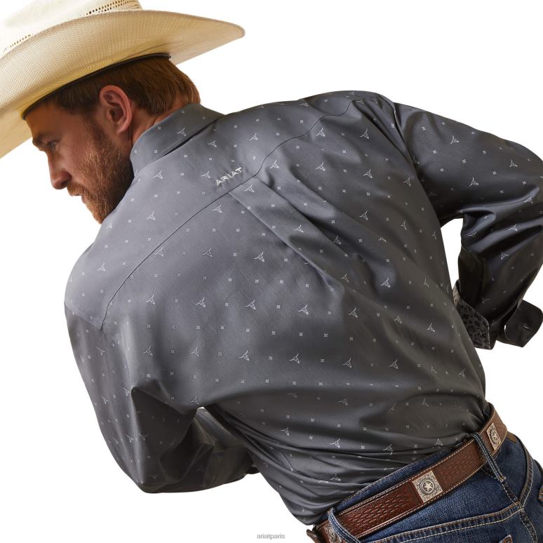 RJ66P944 chemise coupe classique faraz sans plis Ariat hauts ardoise patinée Hommes