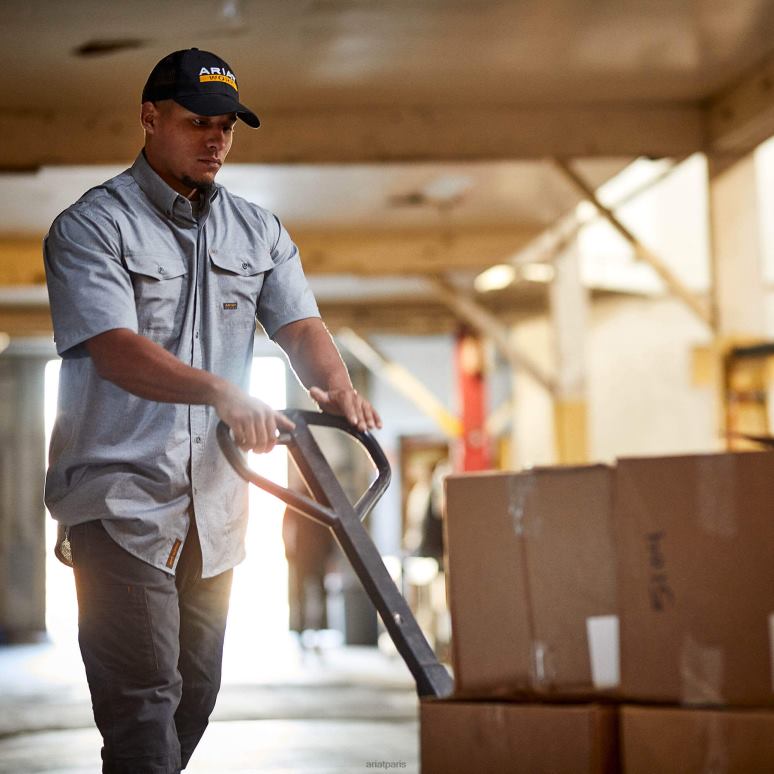 RJ66P947 Chemise de travail Venttek Durastretch résistante aux barres d'armature Ariat hauts bruyère au charbon de bois Hommes