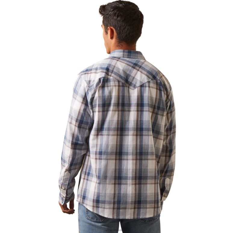 RJ66P949 chemise rétro coupe haston Ariat hauts asperges blanches Hommes