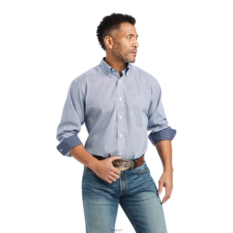 RJ66P953 chemise ajustée Isaac sans plis Ariat hauts blanc Hommes