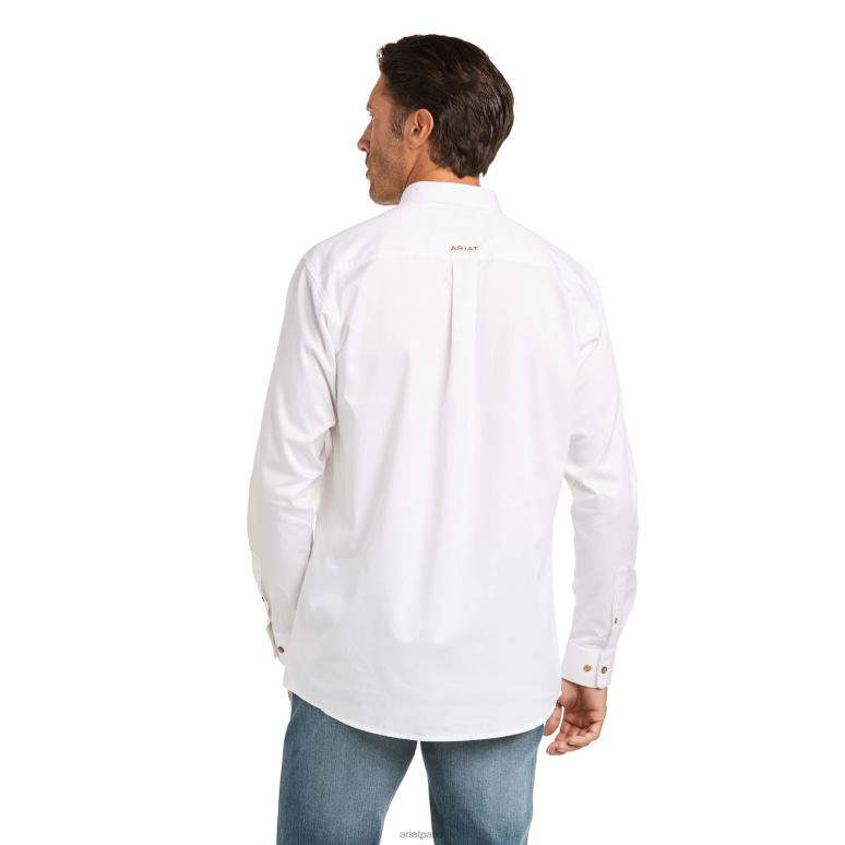 RJ66P954 chemise ajustée en sergé uni Ariat hauts blanc Hommes