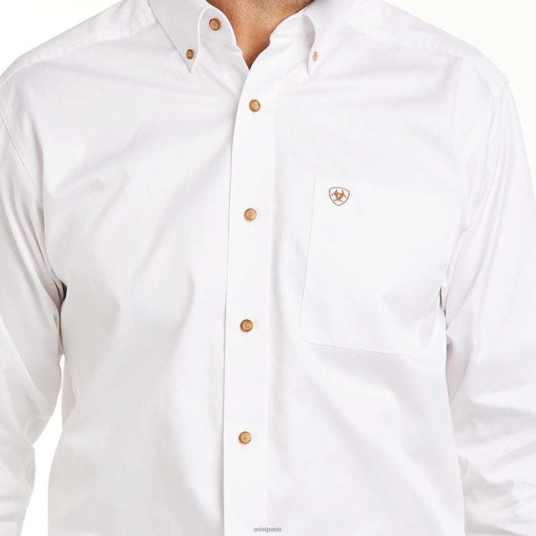 RJ66P954 chemise ajustée en sergé uni Ariat hauts blanc Hommes
