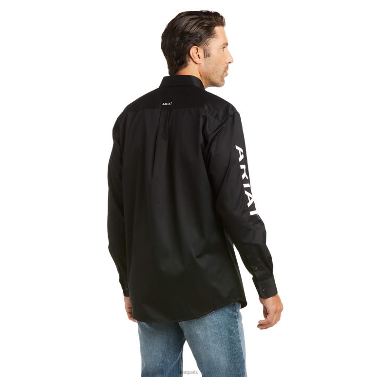 RJ66P957 chemise ajustée en sergé à logo de l'équipe Ariat hauts noir blanc Hommes