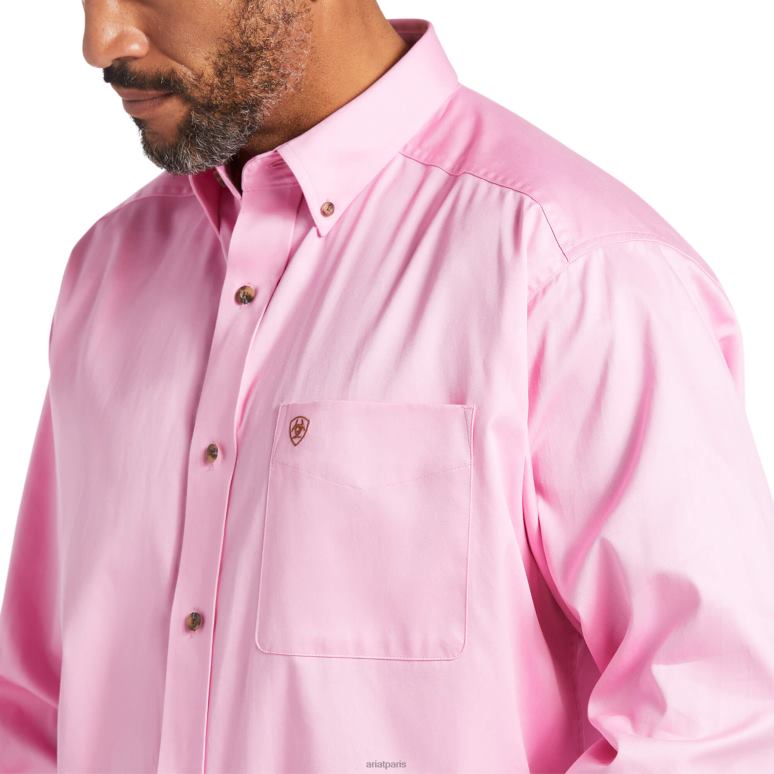 RJ66P959 chemise coupe classique en sergé uni Ariat hauts prisme rose Hommes