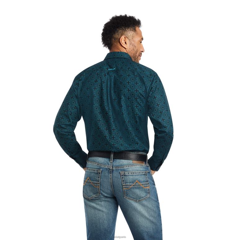 RJ66P965 chemise ajustée kyler Ariat hauts profondeurs océaniques Hommes