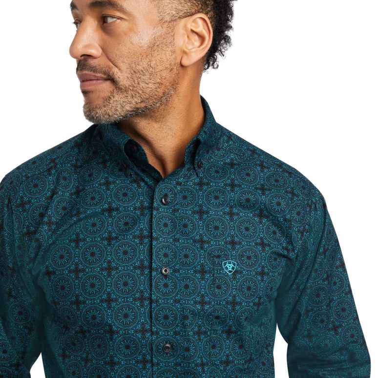 RJ66P965 chemise ajustée kyler Ariat hauts profondeurs océaniques Hommes