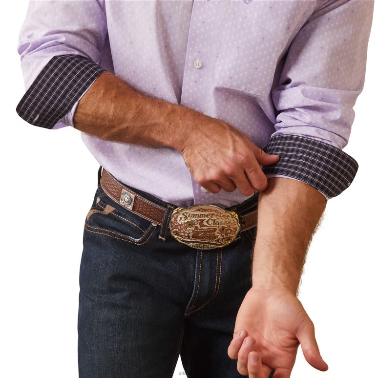 RJ66P969 chemise ajustée flynn sans plis Ariat hauts yole de lavande Hommes