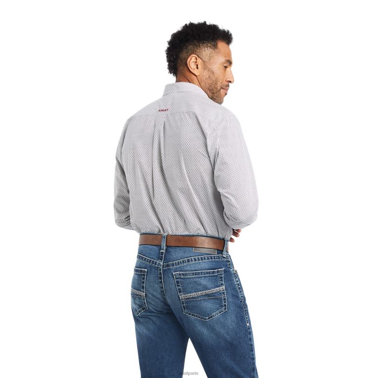 RJ66P987 chemise ajustée Warwick Ariat hauts blanc Hommes