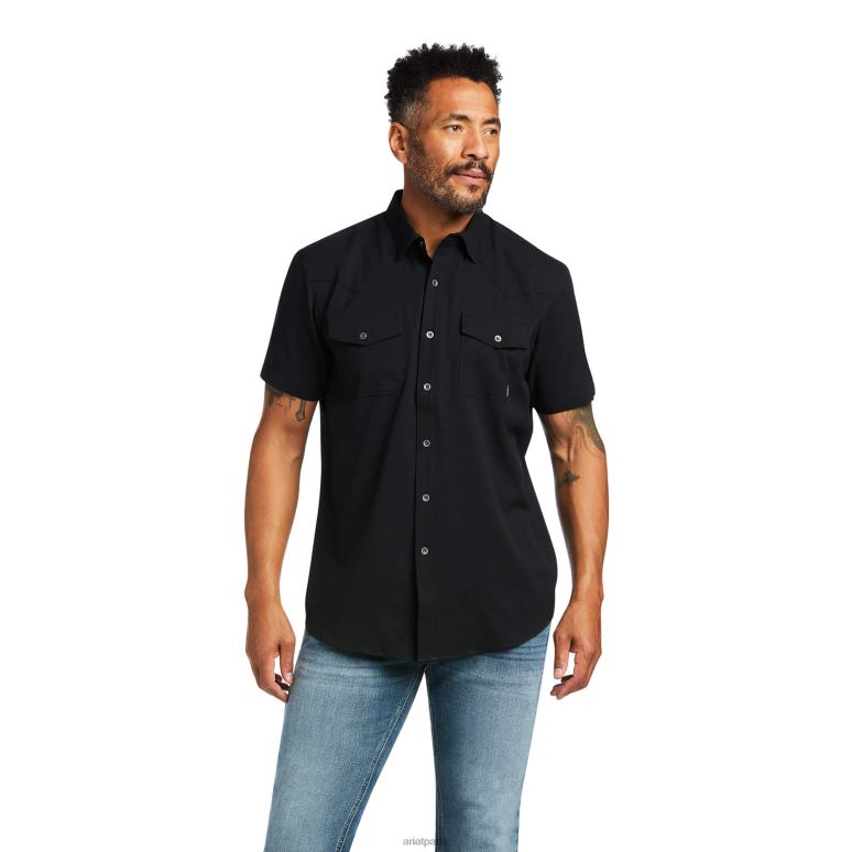 RJ66P990 chemise ajustée western venttek Ariat hauts noir Hommes