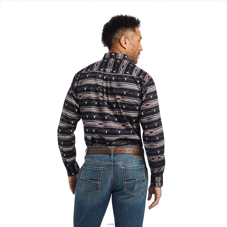 RJ66P995 chemise ajustée en bois Ariat hauts tour Eiffel Hommes