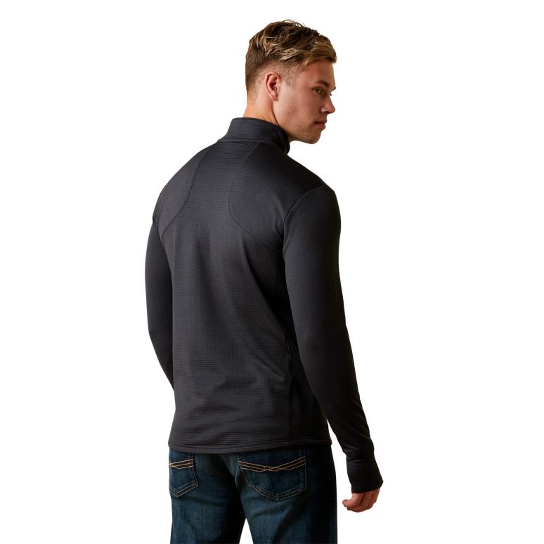 RJ66P908 couche de base 1/4 zip quadrillée Ariat hauts noir Hommes