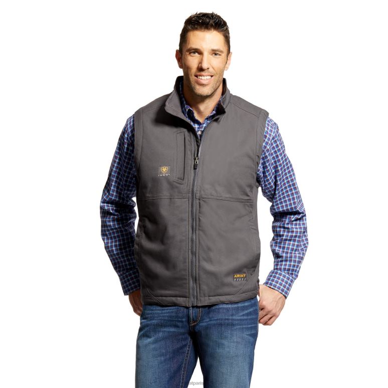RJ66P1536 gilet duracanvas avec barres d'armature Ariat hauts barres d'armature grises Hommes