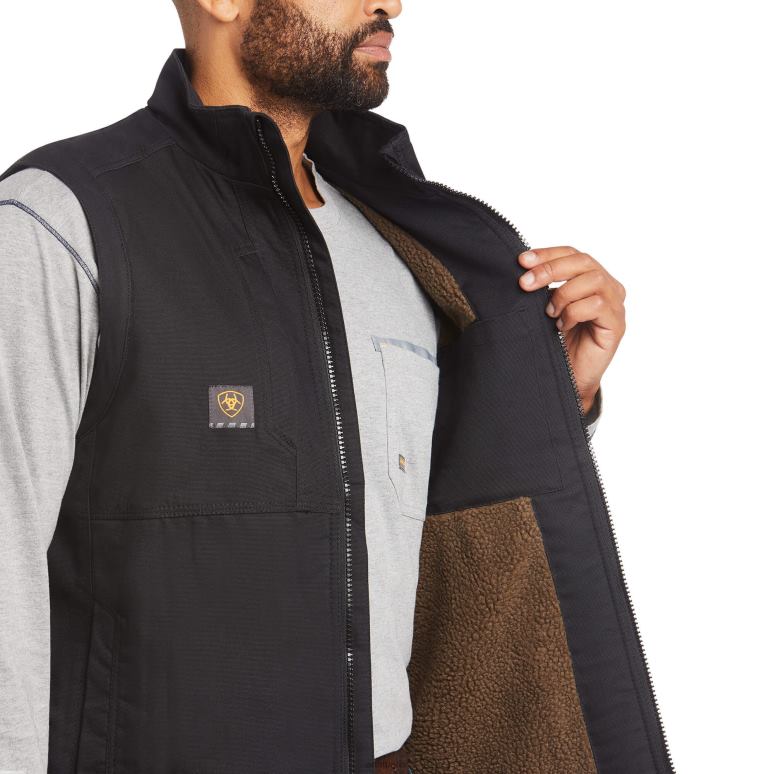 RJ66P1538 gilet duracanvas avec barres d'armature Ariat hauts noir Hommes