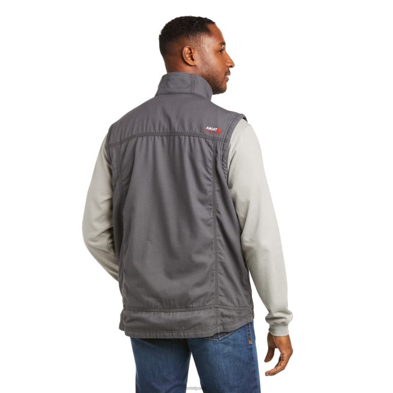 RJ66P1599 gilet en toile stretch duralight fr Ariat hauts gris fer Hommes