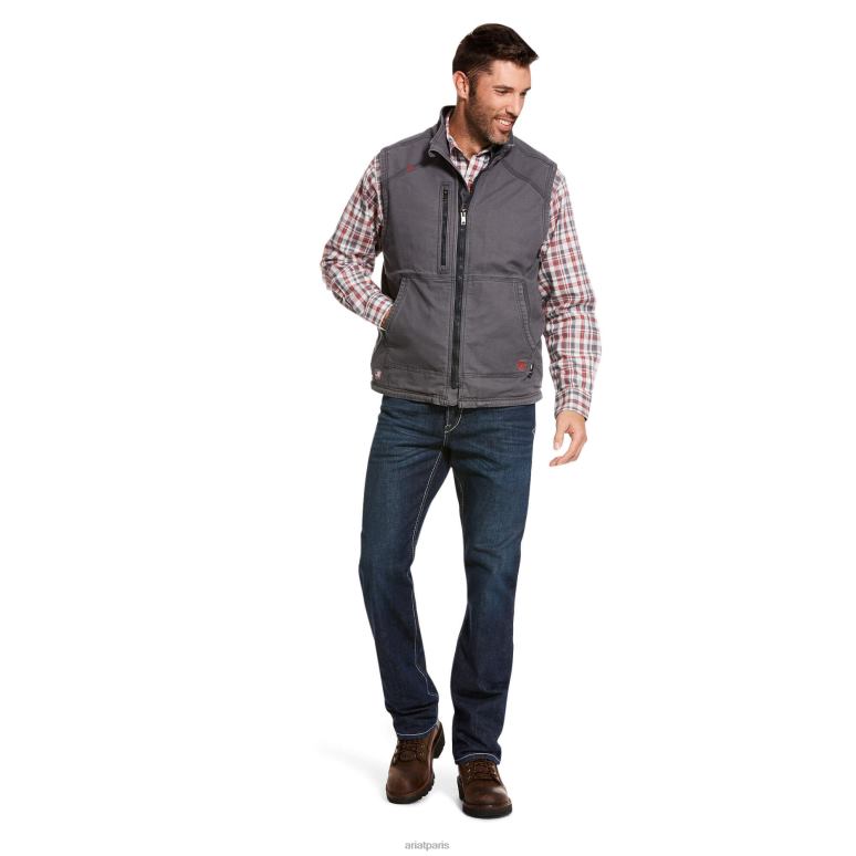 RJ66P1599 gilet en toile stretch duralight fr Ariat hauts gris fer Hommes