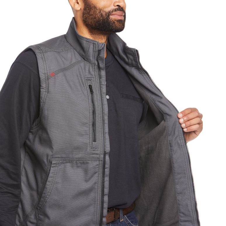 RJ66P1599 gilet en toile stretch duralight fr Ariat hauts gris fer Hommes