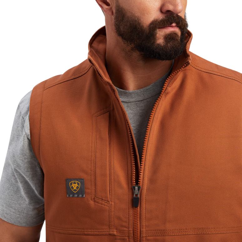 RJ66P1625 gilet duracanvas avec barres d'armature Ariat hauts cuivre Hommes