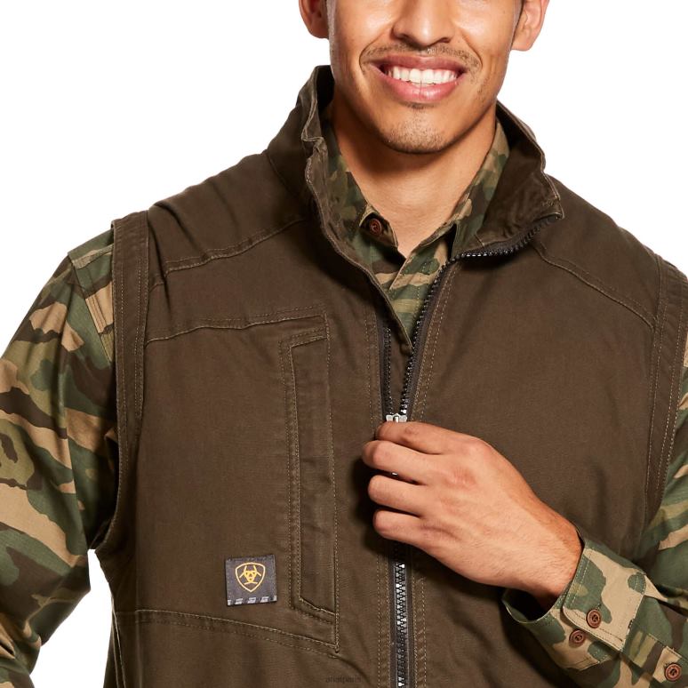 RJ66P1629 gilet isolé duracanvas lavé avec barres d'armature Ariat hauts roitelet Hommes