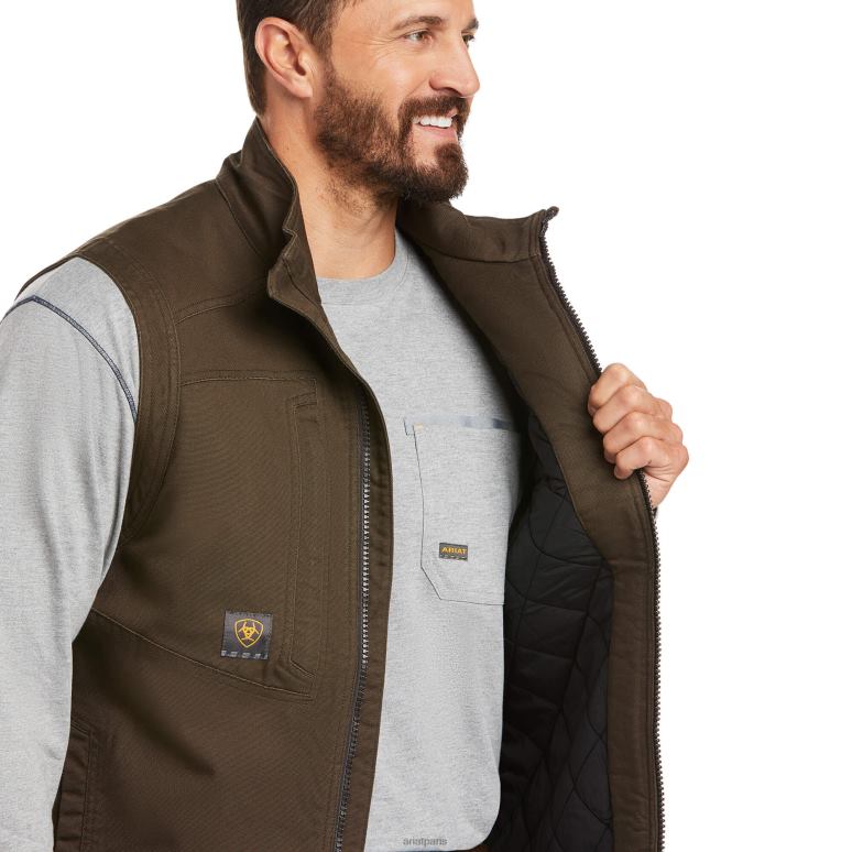 RJ66P1629 gilet isolé duracanvas lavé avec barres d'armature Ariat hauts roitelet Hommes