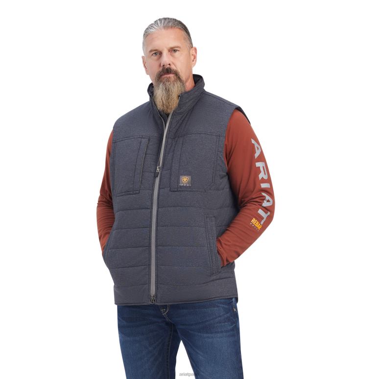 RJ66P1648 gilet isolé résistant à l'eau en toile extensible Rebar Valiant Ariat hauts bruyère au charbon de bois Hommes