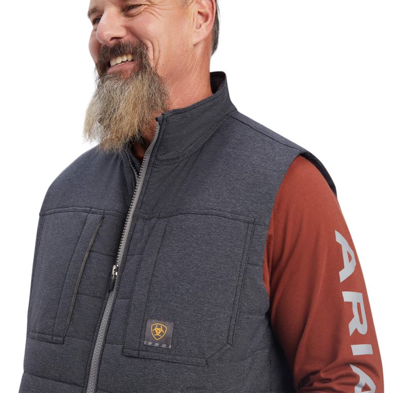 RJ66P1648 gilet isolé résistant à l'eau en toile extensible Rebar Valiant Ariat hauts bruyère au charbon de bois Hommes