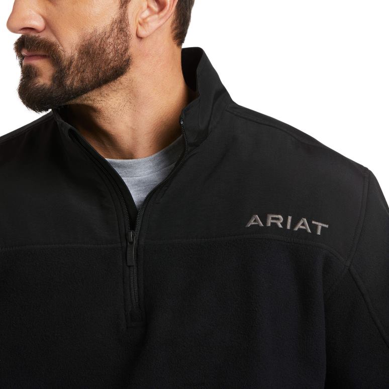 RJ66P1389 sweat basic 2.0 1/4 zip Ariat hauts noir Hommes