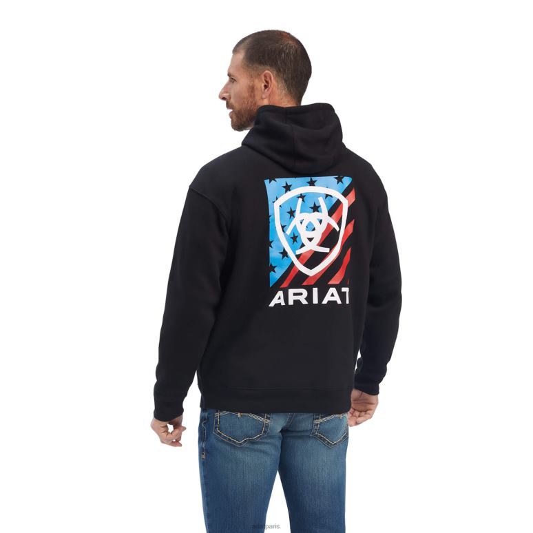 RJ66P1434 sweat bloc americana Ariat hauts noir Hommes