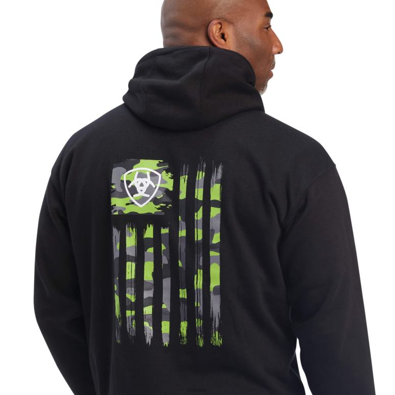 RJ66P1443 sweat à drapeau camouflage Ariat hauts noir Hommes