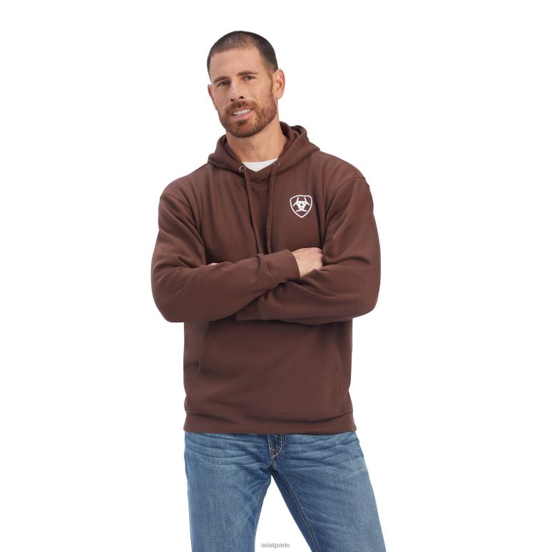 RJ66P1487 sweat en cuir sud-ouest Ariat hauts châtaigne Hommes