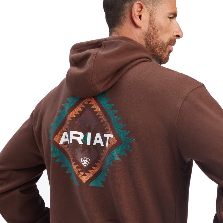 RJ66P1487 sweat en cuir sud-ouest Ariat hauts châtaigne Hommes