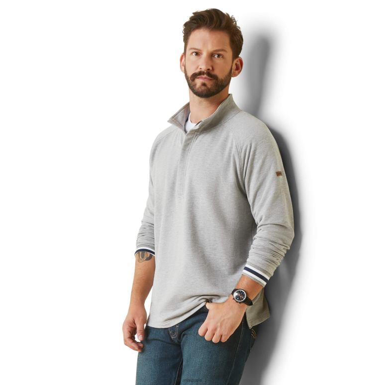 RJ66P1504 sweat-shirt Portola à 1/2 fermeture éclair Ariat hauts gris chiné Hommes
