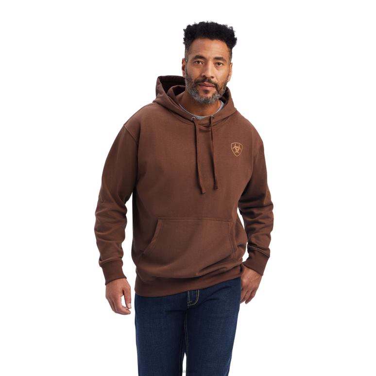 RJ66P1398 sweat à capuche à logo Ariat hauts châtaigne Hommes