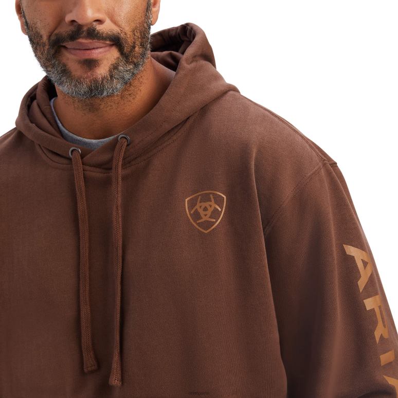 RJ66P1398 sweat à capuche à logo Ariat hauts châtaigne Hommes