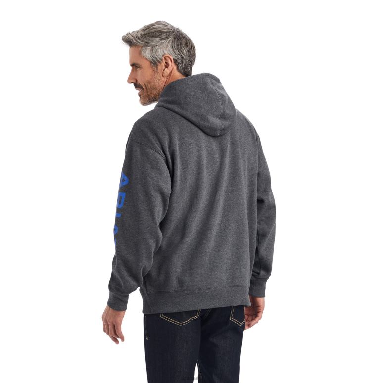 RJ66P1400 sweat à capuche à logo Ariat hauts bruyère au charbon de bois Hommes