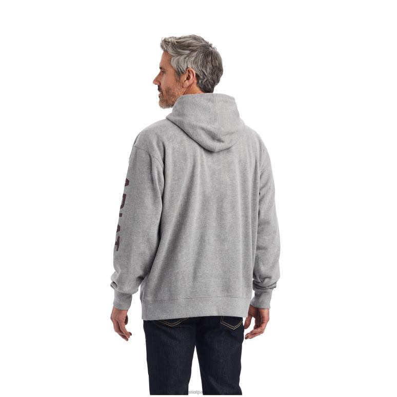 RJ66P1402 sweat à capuche à logo Ariat hauts gris chiné Hommes