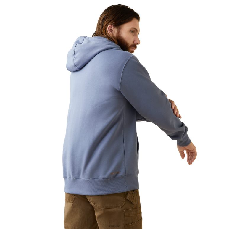 RJ66P1424 sweat à capuche zippé 1/4 ouvrier de barres d'armature Ariat hauts bruyère bleue Hommes