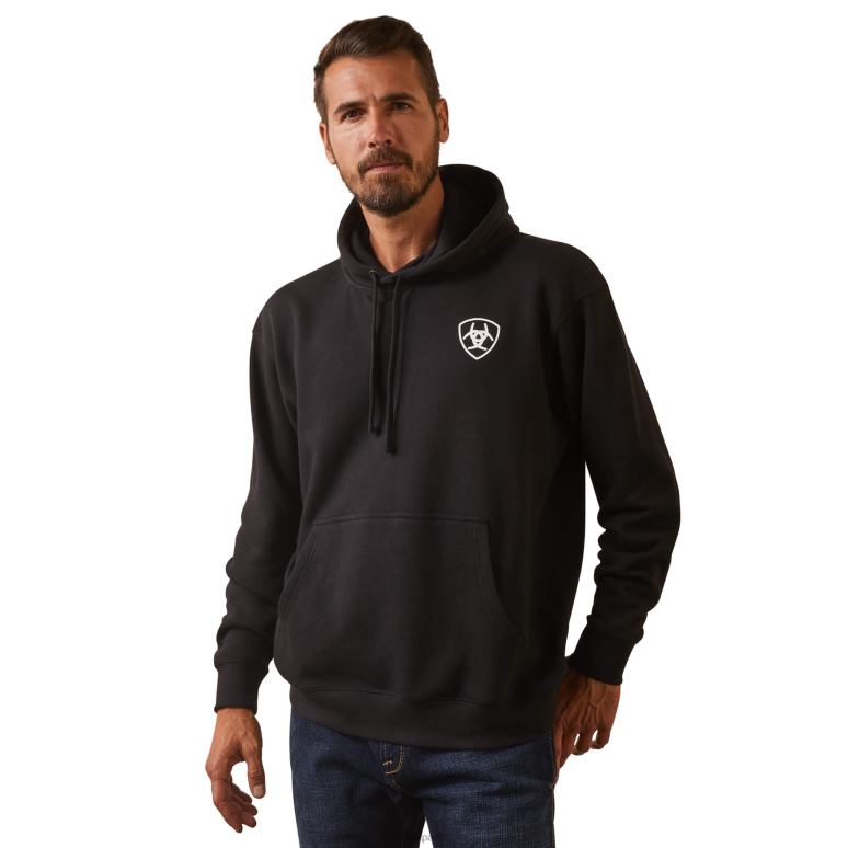 RJ66P1425 sweat à capuche bouclier mexique Ariat hauts noir Hommes