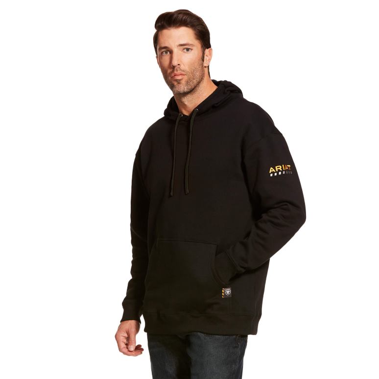 RJ66P1432 sweat à capuche d'ouvrier de barres d'armature Ariat hauts noir Hommes
