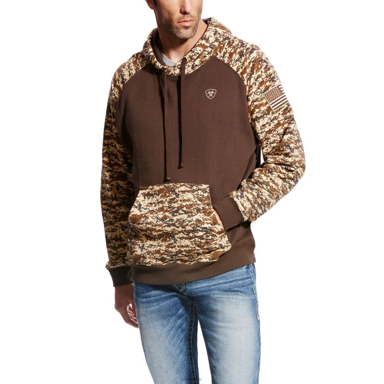 RJ66P1445 sweat à capuche patriote Ariat hauts camouflage digi du désert Hommes