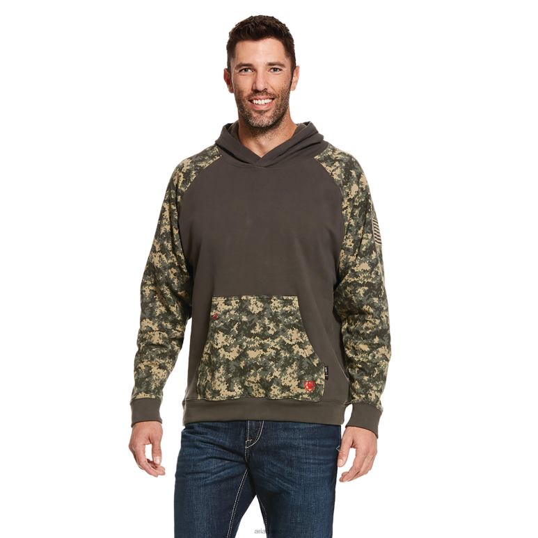 RJ66P1470 fr durastretch patriot sweat à capuche Ariat hauts camouflage digi sauge Hommes