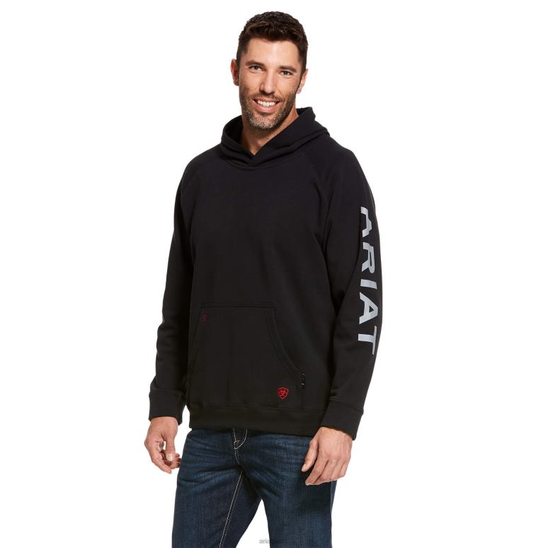 RJ66P1472 fr primo sweat à capuche en polaire avec logo Ariat hauts noir Hommes