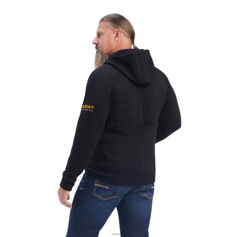 RJ66P1485 sweat à capuche entièrement zippé avec régulateur de barres d'armature Ariat hauts noir Hommes