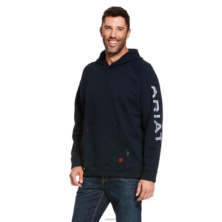 RJ66P1495 fr primo sweat à capuche en polaire avec logo Ariat hauts marine Hommes