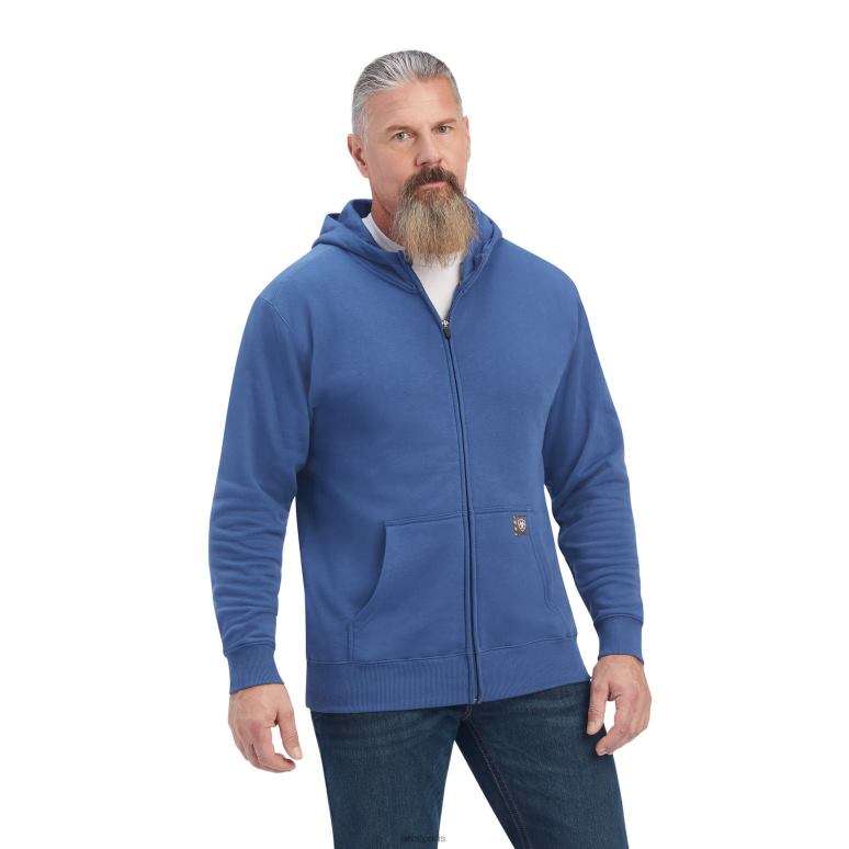 RJ66P1499 sweat à capuche zippé avec drapeau réfléchissant pour ouvrier de barres d'armature Ariat hauts vraie marine Hommes