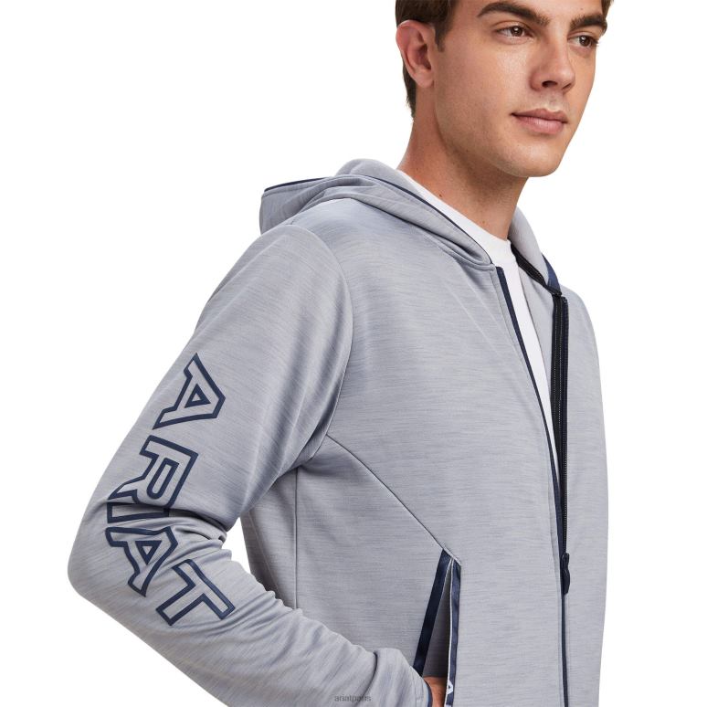 RJ66P1509 sweat à capuche zippé byron Ariat hauts gris chiné Hommes