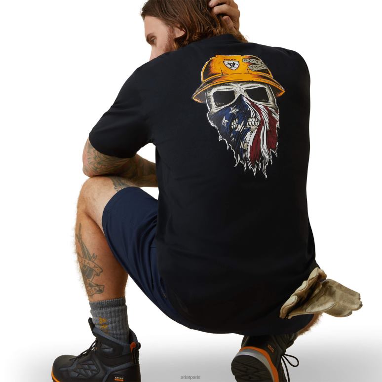 RJ66P554 ouvrier en barres d'armature né pour ce t-shirt Ariat hauts noir Hommes