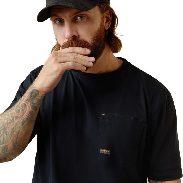 RJ66P554 ouvrier en barres d'armature né pour ce t-shirt Ariat hauts noir Hommes