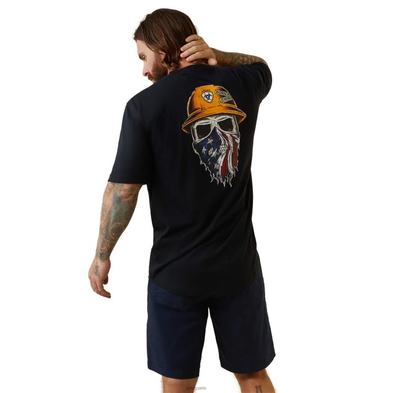 RJ66P554 ouvrier en barres d'armature né pour ce t-shirt Ariat hauts noir Hommes